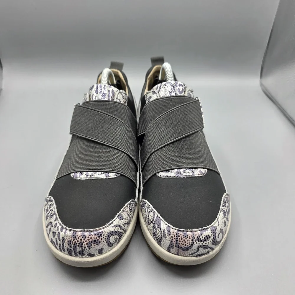 Revere Virginia Sneakers Womens 7 Silver‎ Gray Leather Leopard Slip On Shoes